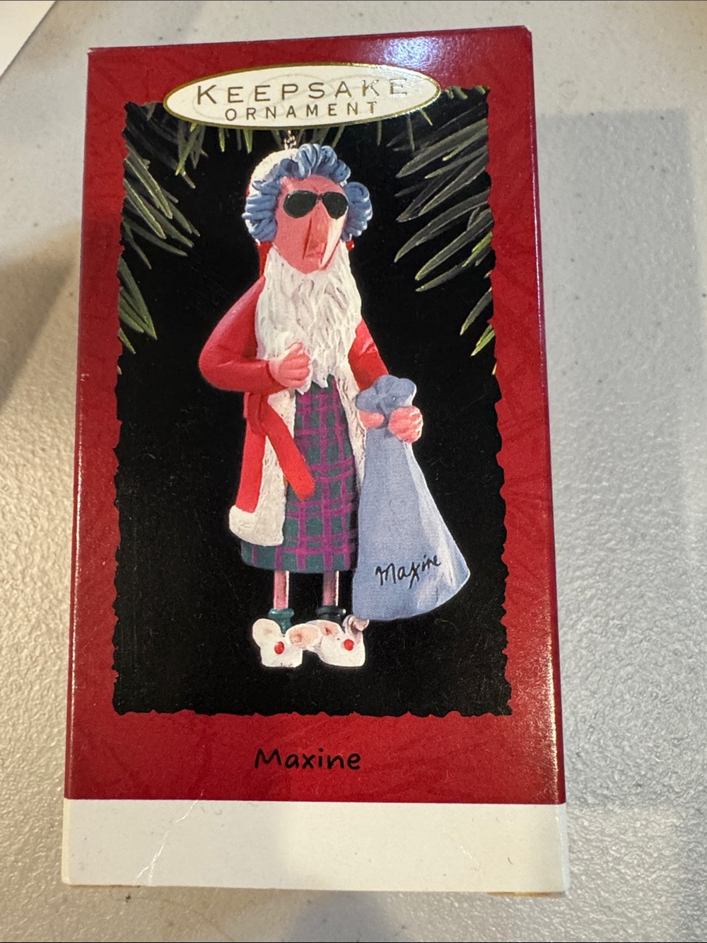 Hallmark Funny Christmas Ornament: Maxine Santa in Bunny Slippers